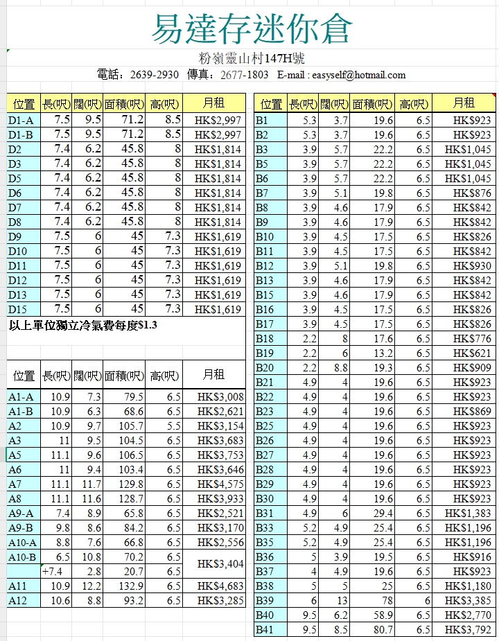 收費參考 1